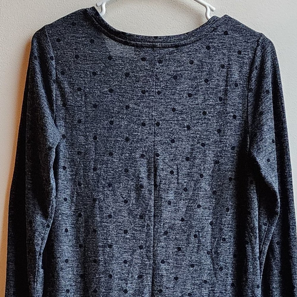 LOFT Dark Gray Polka Dot V-Neck Jersey Size XS - Picture 10 of 11